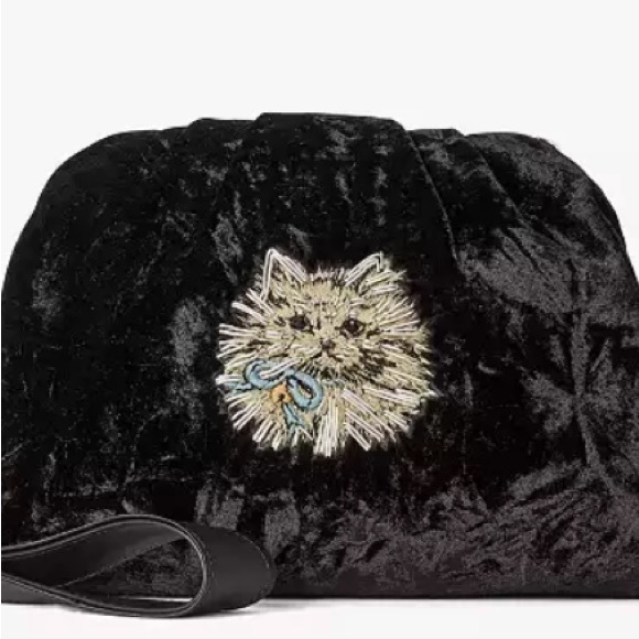 Kate Spade NWT Party Velvet Cat Clutch - Picture 2 of 14